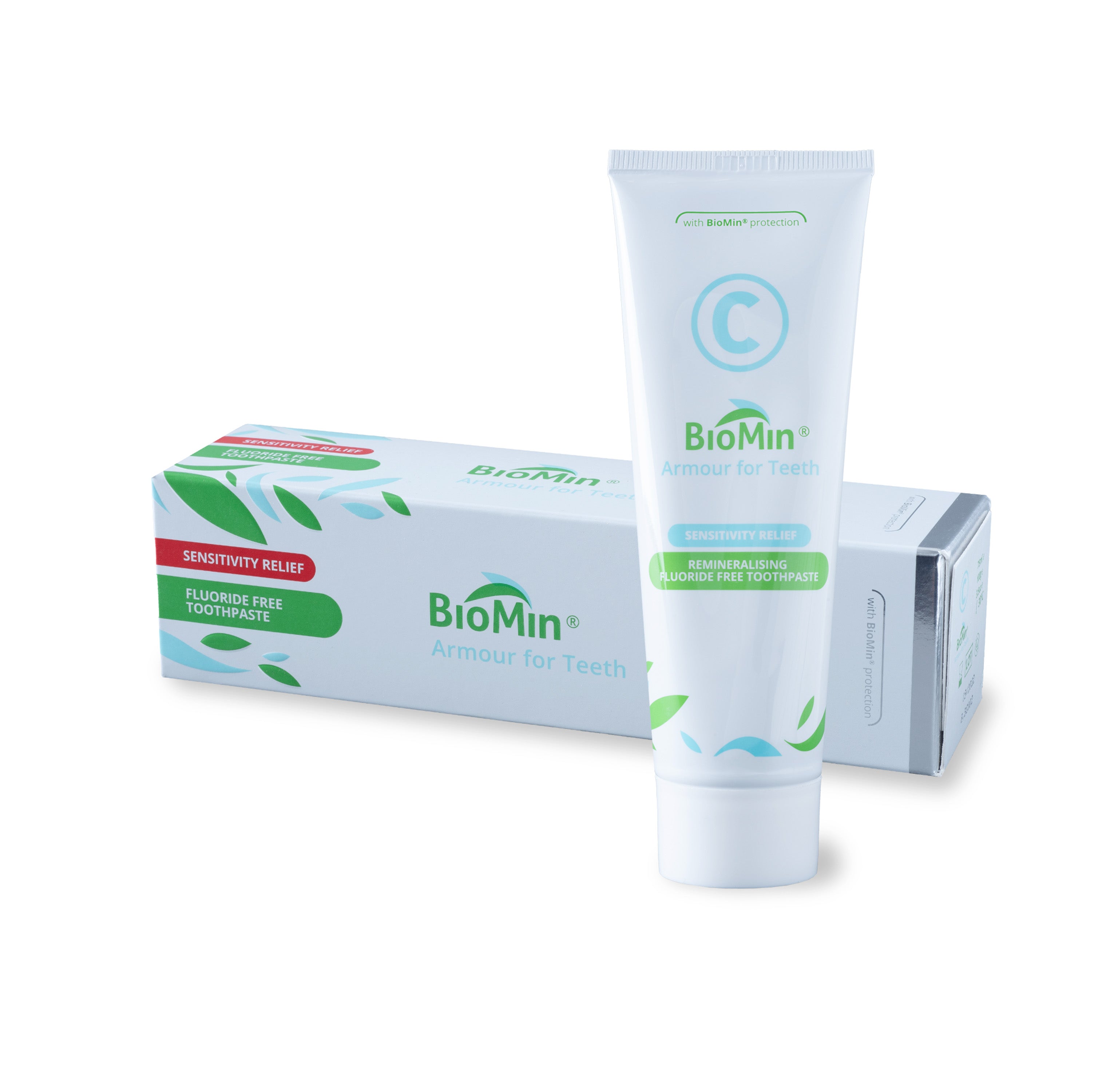 BioMin toothpaste tube and packaging on a white background