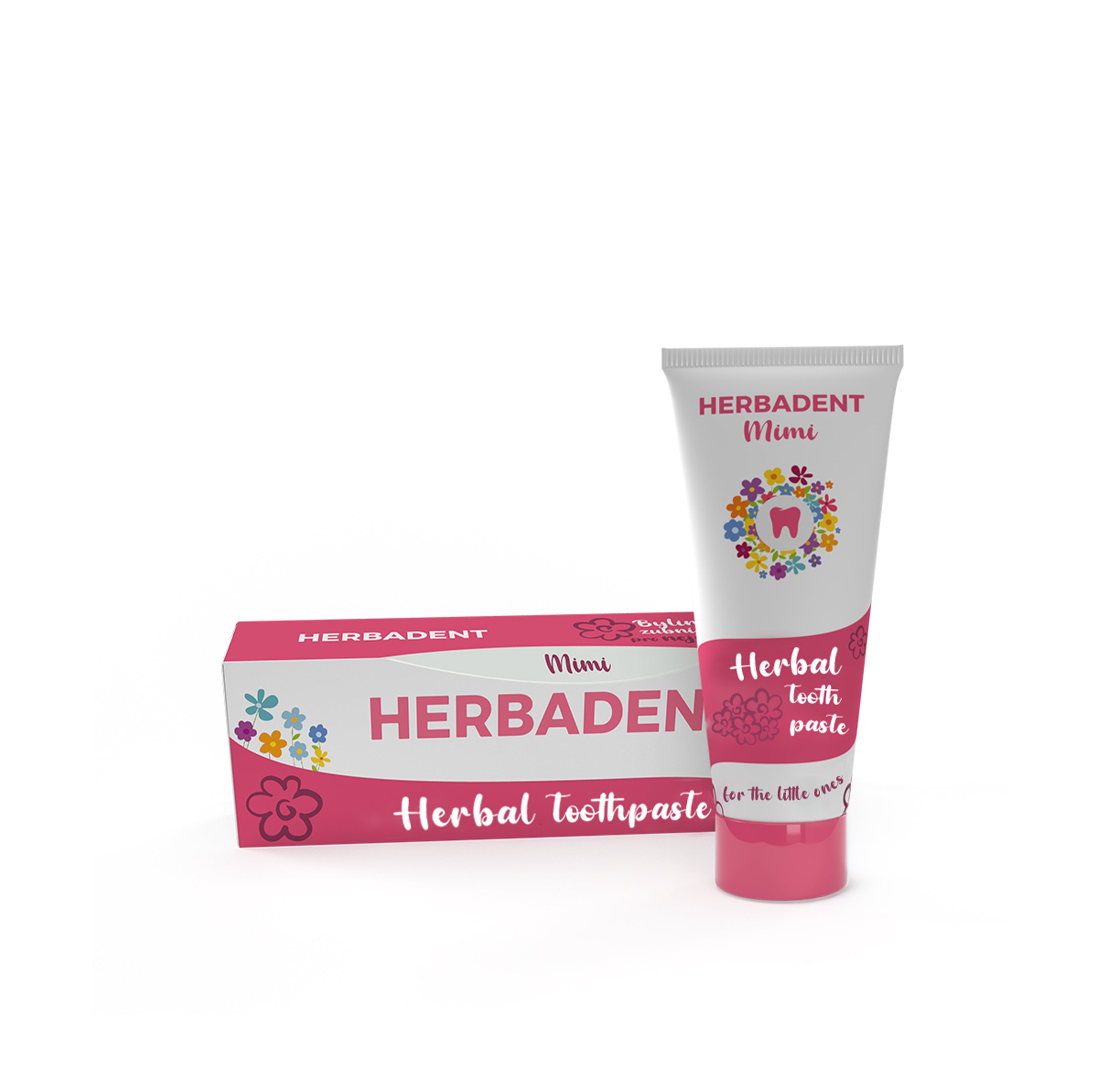 Herbadent Mimi Herbal Toothpaste tube and box on a white background