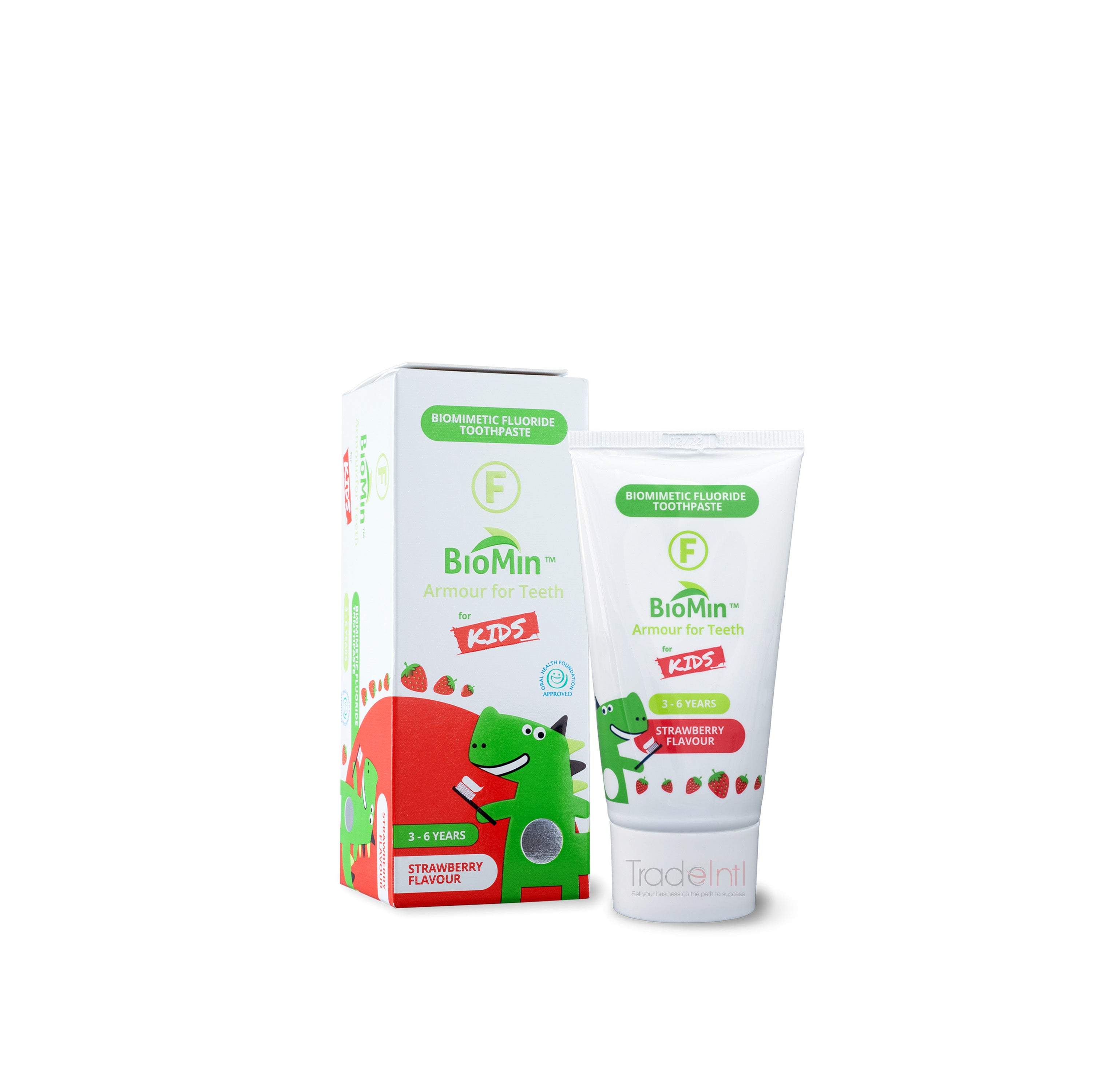 BioMin Kids toothpaste and packaging on a white background