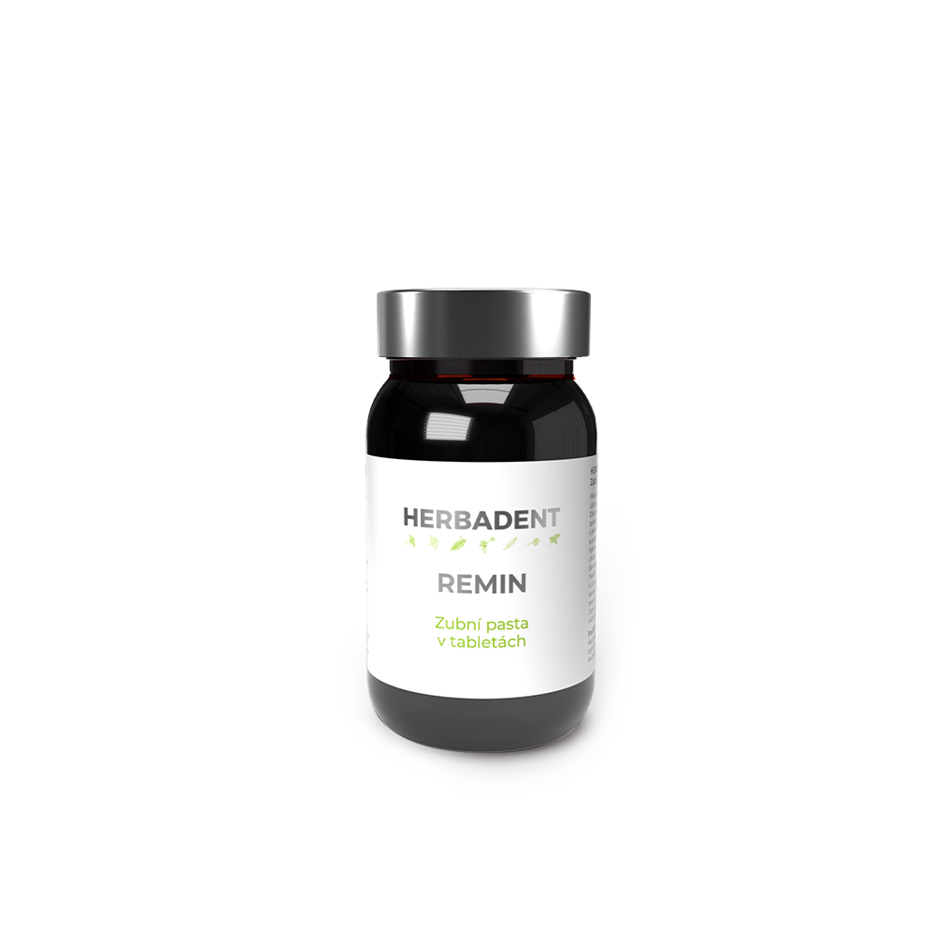 Herbadent Remin bottle on a white background