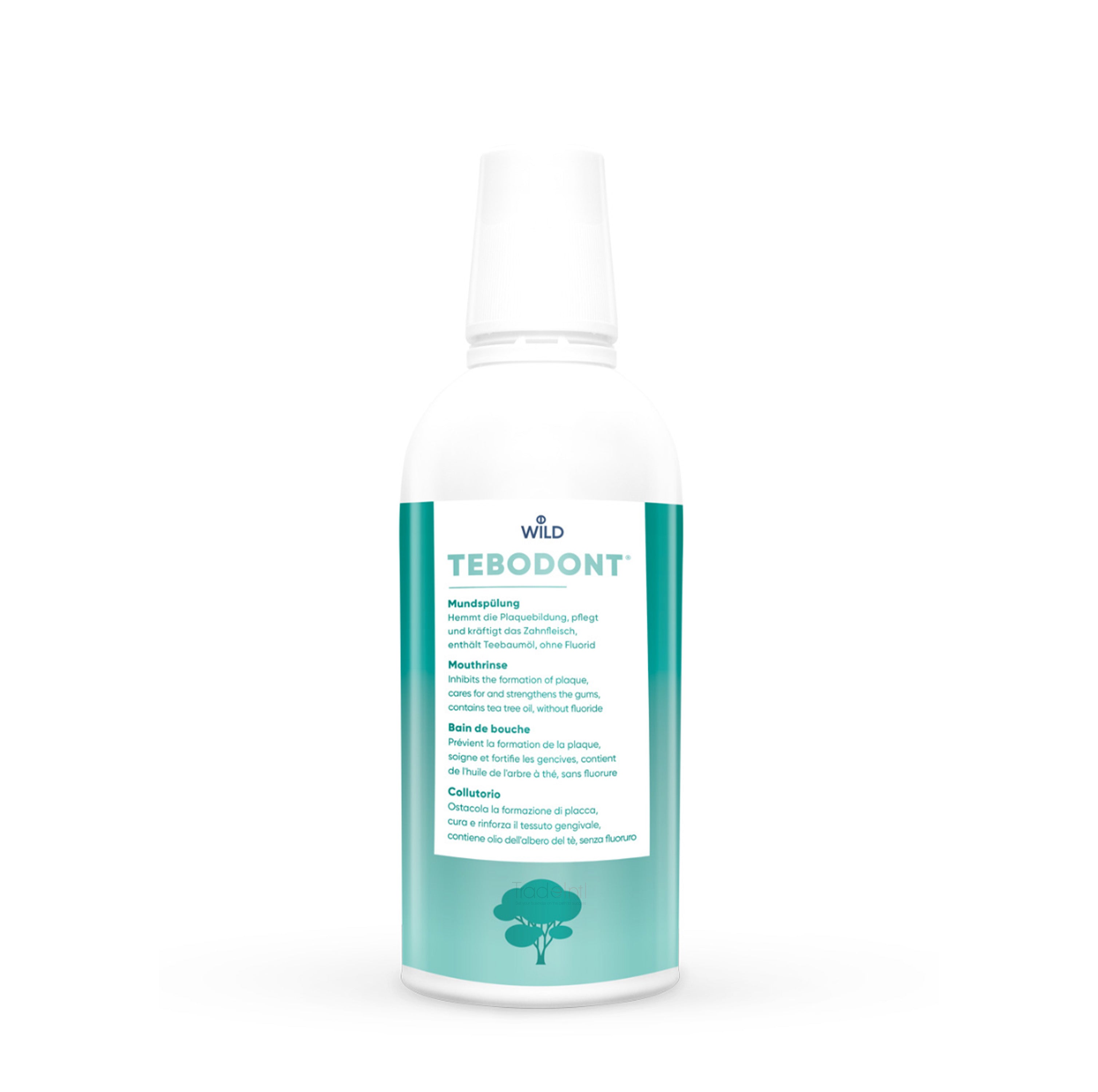 Tebodont dental product bottle with white cap on a white background