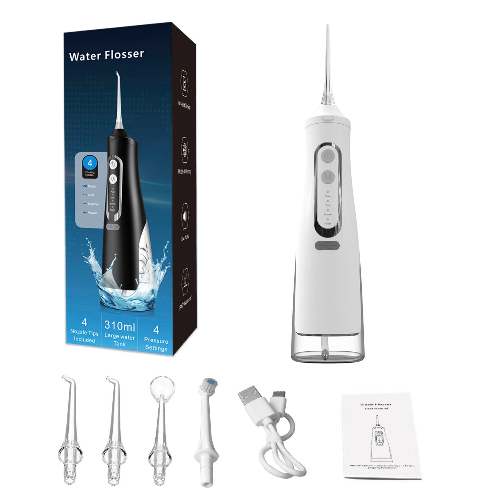AquaFlow: Cordless, Rechargeable Water Flosser. Ideal for both home and travel! With its IPX7 waterproof and portable design, this flosser delivers powerful, effective cleaning wherever you go. Compact and easy to use, it’s perfect for maintaining your oral hygiene on the move.