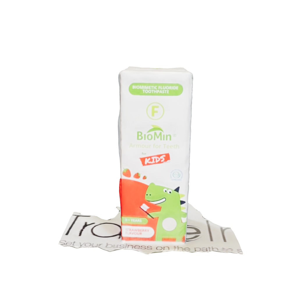 3D art mockup biomin-f-for-kids-strawberry-toothpaste